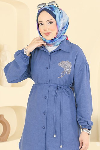 moda selvim Tunic 2827SLK540 Light Indigo - Thumbnail