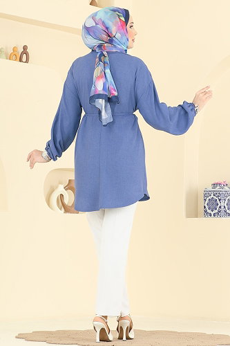 moda selvim بلوز أزرق فاتح 2827SLK540 - Thumbnail