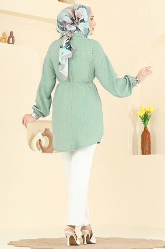 moda selvim بلوز أخضر باهت 2827SLK540 - Thumbnail