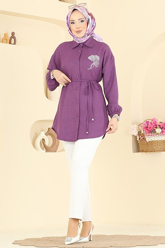 moda selvim بلوز أرجواني 2827SLK540 - Thumbnail
