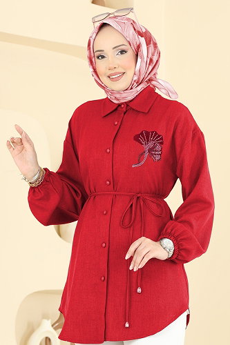 moda selvim بلوز احمر 2827SLK540 - Thumbnail