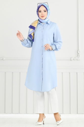 moda selvim Tunic 282ASN888 Baby Blue - Thumbnail