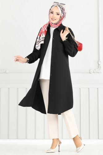 moda selvim Tunic 282ASN888 Black - Thumbnail