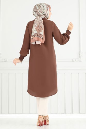 moda selvim بلوز بني 282ASN888 - Thumbnail