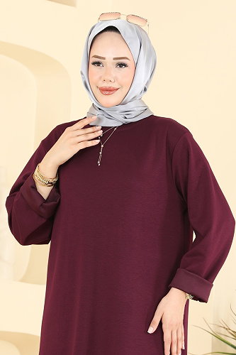moda selvim Tunic 2832AYD574 Burgundy - Thumbnail
