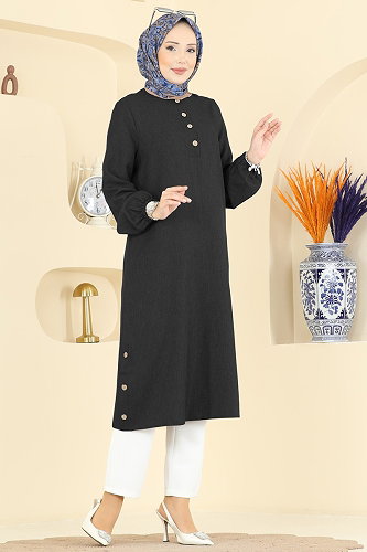moda selvim Tunic 2835SLK540 Black - Thumbnail