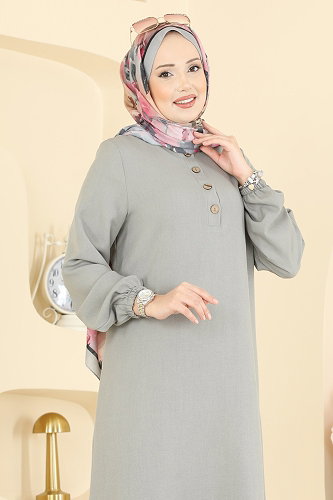 moda selvim بلوز رمادي غامق 2835SLK540 - Thumbnail