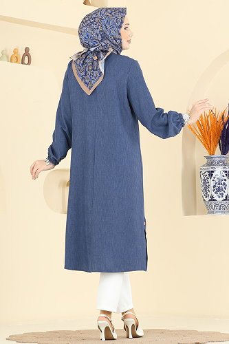 moda selvim Tunic 2835SLK540 Indigo - Thumbnail