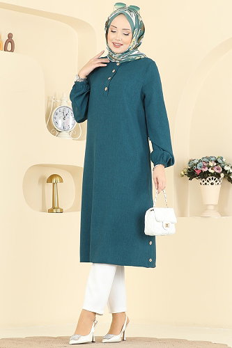 moda selvim بلوز بترولي 2835SLK540 - Thumbnail