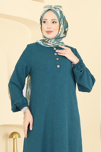 moda selvim بلوز بترولي 2835SLK540 - Thumbnail