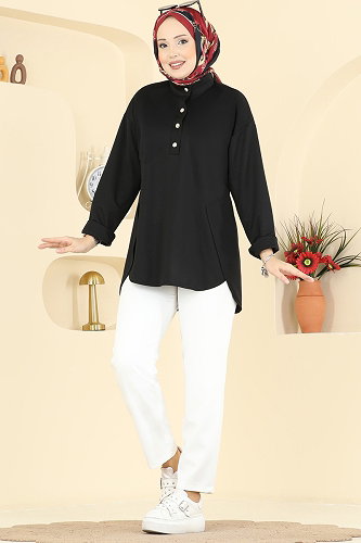moda selvim Tunic 2840SLK540 Black - Thumbnail