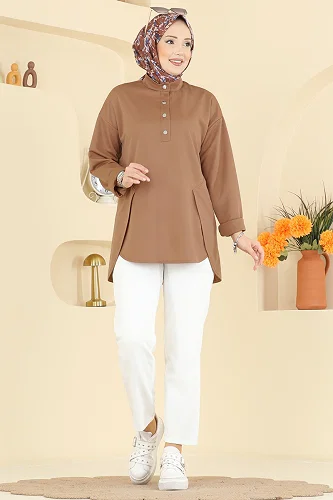 moda selvim Tunic 2840SLK540 Latte - Thumbnail