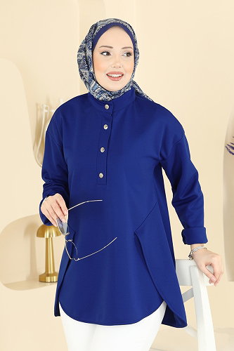 moda selvim Tunic 2840SLK540 Saxe - Thumbnail