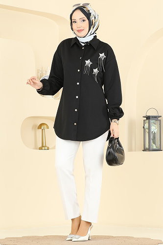 moda selvim Tunic 2842SLK540 Black - Thumbnail