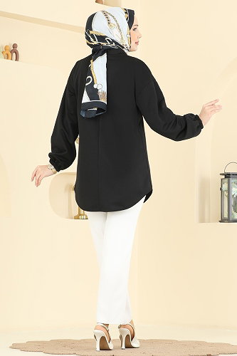 moda selvim بلوز أسود 2842SLK540 - Thumbnail