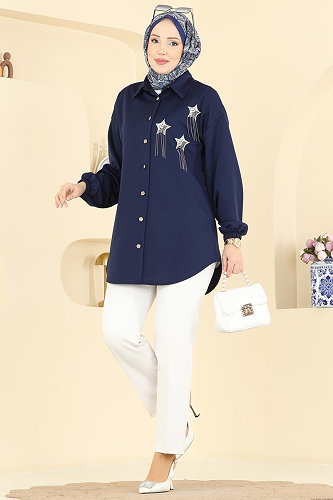 moda selvim Tunic 2842SLK540 Navy Blue - Thumbnail