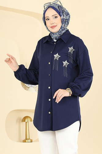 moda selvim Tunic 2842SLK540 Navy Blue - Thumbnail