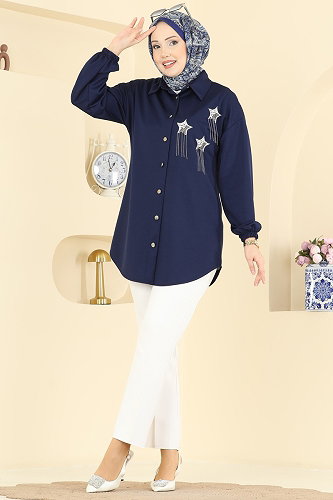 moda selvim بلوز كحلي 2842SLK540 - Thumbnail