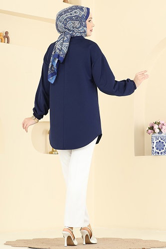 moda selvim بلوز كحلي 2842SLK540 - Thumbnail