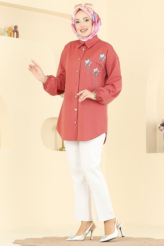 moda selvim Tunic 2842SLK540 Salmon - Thumbnail