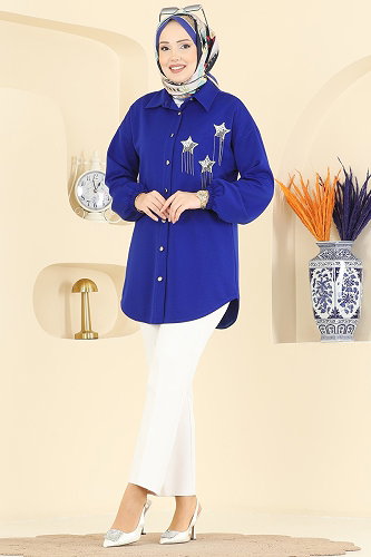 moda selvim Tunic 2842SLK540 Saxe - Thumbnail