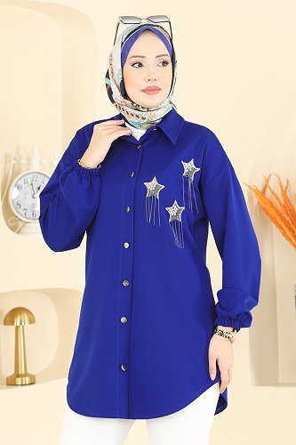 moda selvim بلوز نيلي 2842SLK540 - Thumbnail