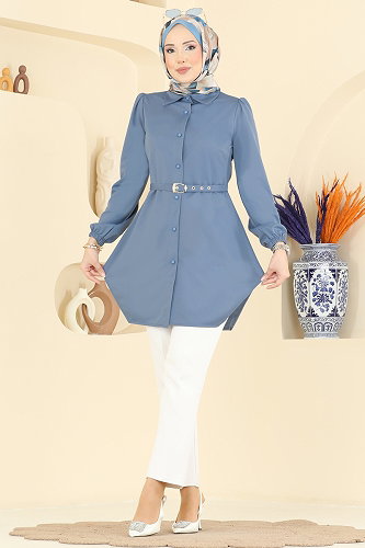 moda selvim Tunic 2847SLK540 Baby Blue - Thumbnail