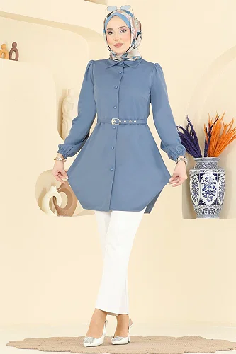moda selvim بلوز أزرق فاتح 2847SLK540 - Thumbnail