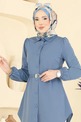 moda selvim بلوز أزرق فاتح 2847SLK540 - Thumbnail