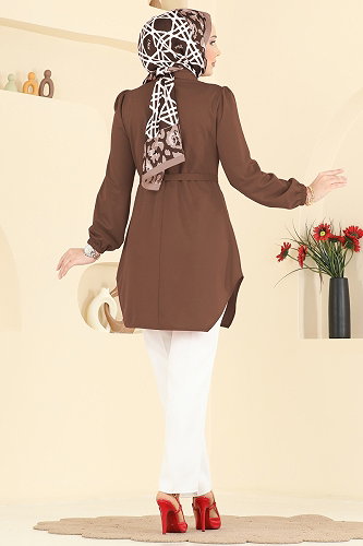 moda selvim Tunic 2847SLK540 Brown - Thumbnail