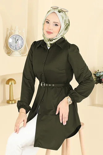 moda selvim Tunic 2847SLK540 Khaki - Thumbnail