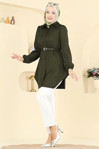 moda selvim Tunic 2847SLK540 Khaki - Thumbnail