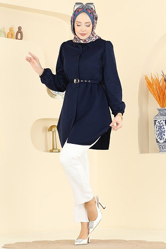 moda selvim Tunic 2847SLK540 Navy Blue - Thumbnail
