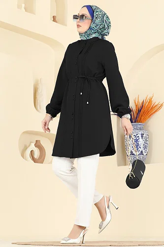 moda selvim Tunic 2874SLK540 Black - Thumbnail