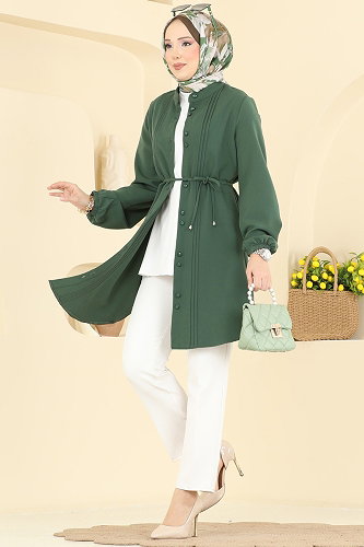moda selvim بلوز اخضر عفني 2874SLK540 - Thumbnail