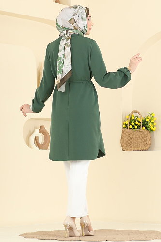 moda selvim بلوز اخضر عفني 2874SLK540 - Thumbnail