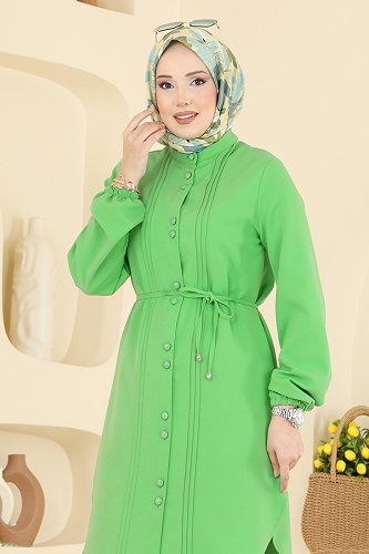 moda selvim بلوز أخضر فستقي 2874SLK540 - Thumbnail