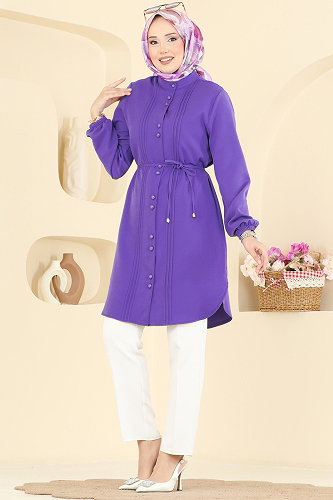 moda selvim بلوز أرجواني 2874SLK540 - Thumbnail