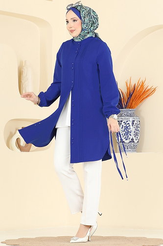 moda selvim Tunic 2874SLK540 Saxe - Thumbnail