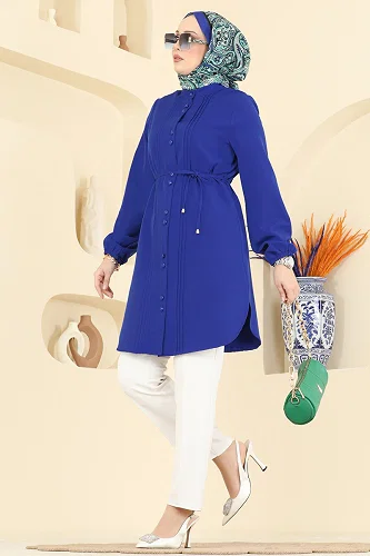 moda selvim بلوز نيلي 2874SLK540 - Thumbnail