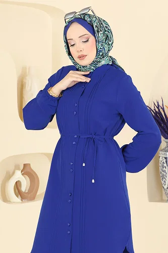 moda selvim بلوز نيلي 2874SLK540 - Thumbnail