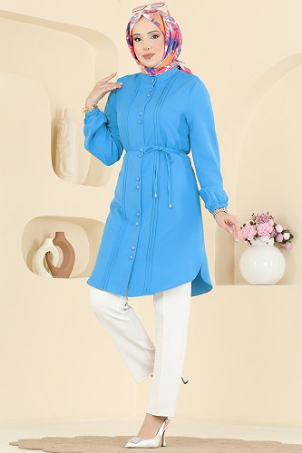 moda selvim بلوز تركواز 2874SLK540 - Thumbnail