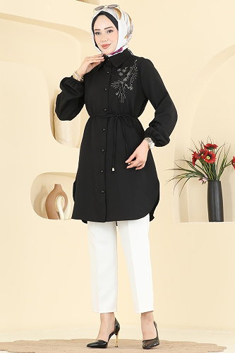 moda selvim Tunic 2875SLK540 Black - Thumbnail