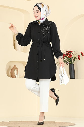 moda selvim بلوز أسود 2875SLK540 - Thumbnail