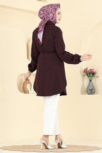 moda selvim بلوز توتي غامق 2875SLK540 - Thumbnail