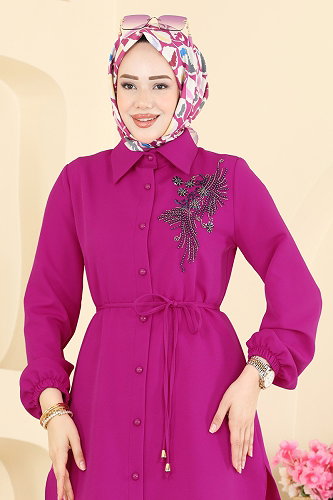 moda selvim Tunic 2875SLK540 Fuchsia - Thumbnail