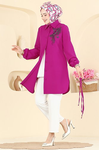 moda selvim بلوز فوشي 2875SLK540 - Thumbnail