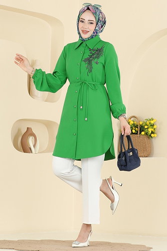 moda selvim بلوز أخضر 2875SLK540 - Thumbnail