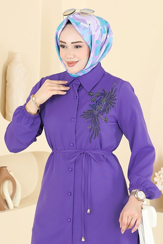 moda selvim Tunic 2875SLK540 Lilac - Thumbnail