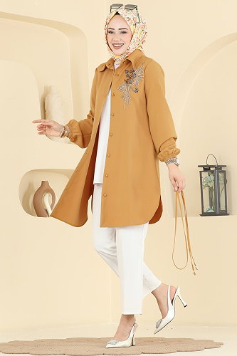 moda selvim بلوز خردلي 2875SLK540 - Thumbnail